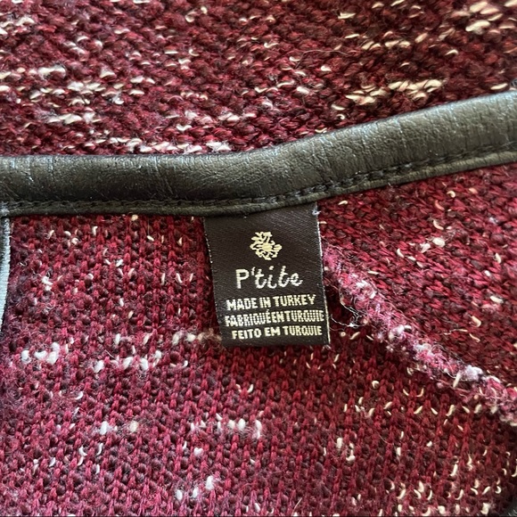 Maison Scotch Scotch & Soda Mixed Tweed Leather Trim Burgundy Sweater Size XS - Picture 7 of 8